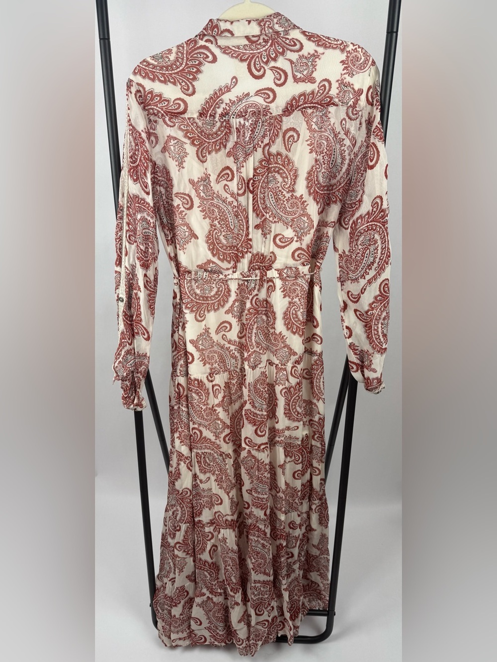 Anthropologie Allaire Embroidered Paisley Lace Bib Maxi Shirtdress Size M $228 - Picture 7 of 10